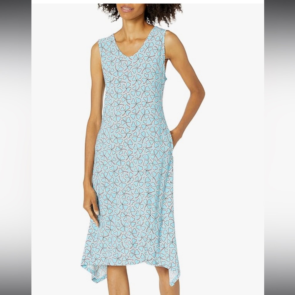 50%offw❤️ Anne Klein Clover Siren Blue Sleeveless Lined Dress S NWOT 62